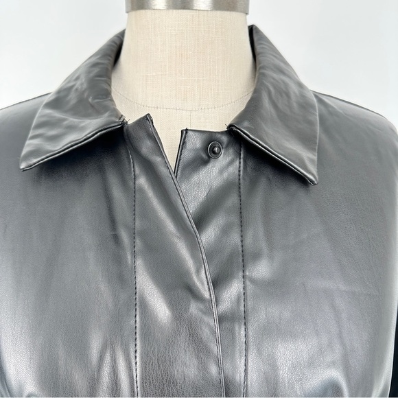 Lane Bryant Faux Leather Shirt Jacket Black  Size 14 NWT - Picture 10 of 14
